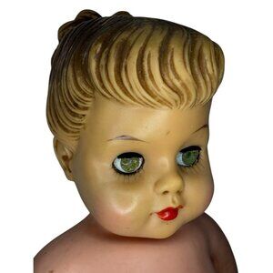 VTG 1950s Eegee Cuddle-Bun 15" Molded Hair Vinyl Cotton Stuffed Sleep Eye Doll